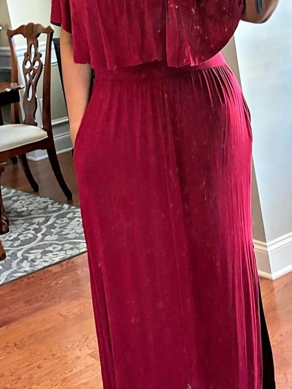 Cutest Off-Shoulder Maxi Dress in Red